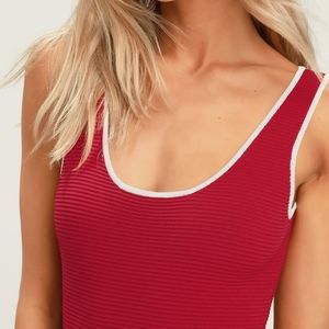 Lulu's Dresses - Red Striped Sleeveless Ribbed Bodycon Dress Lulu's Dresses - Red Striped Sleeveless Ribbed Bodycon Dress